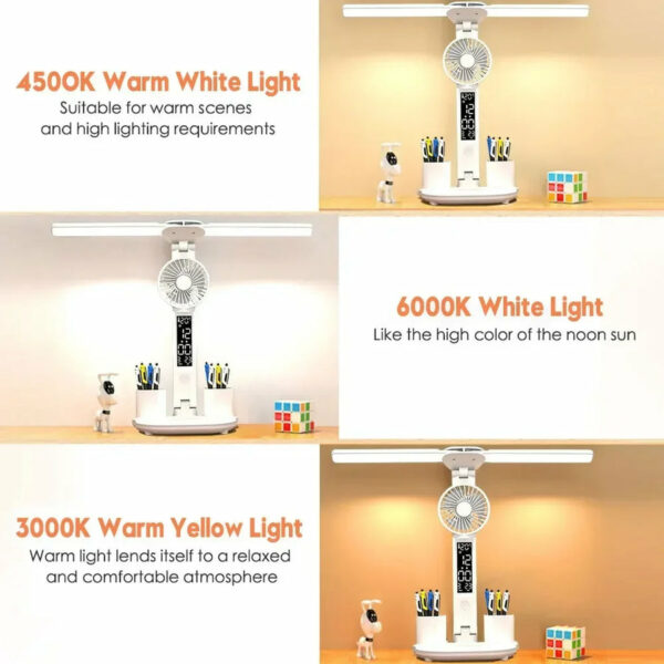 Lampe de Bureau Multifonctionnelle avec Ventilateur