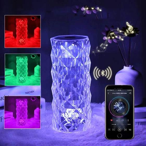 Lampe Musicale en Cristal LED avec Bluetooth & haut-parleur